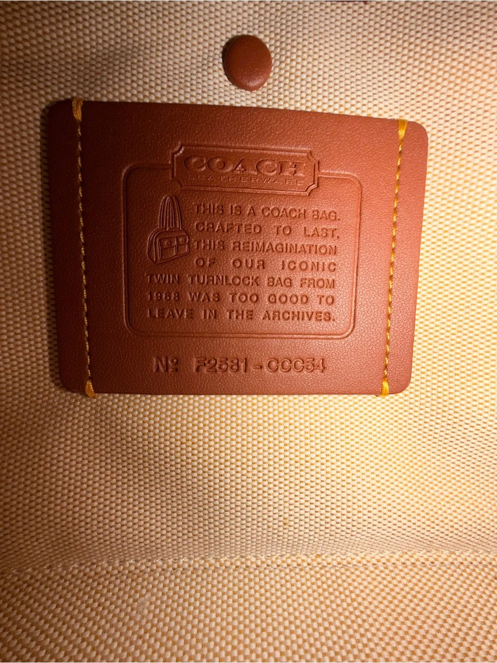 Coach Large Twin Turnlock Satchel in Toffee with Brass Hardware - NWOT